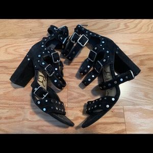 Sam Edelman York Black Studded Chunky Heels Size 9